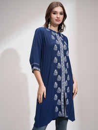 Vishudh Women Embroide Mandarin Collar Tunic