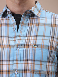 The Indian Garage Co Men Cutaway Collar Checked Cotton Slim Fit Casual Shirt