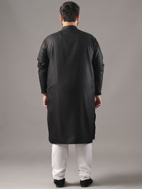 SOJANYA PLUS Plus Size Lelaki Band Collar Pure Cotton Kurta Lurus Dengan Piyama