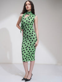 Tokyo Talkies Women Polka Dot One Shoulder Rib Midi Dress