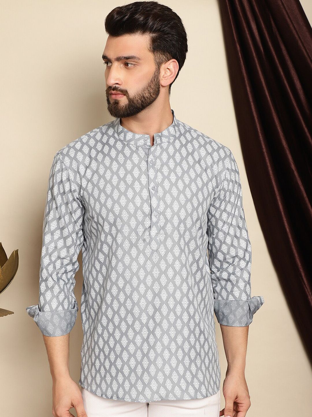 Anouk Men Ethnic Motifs Printed Flared Sleeves Short Kurta