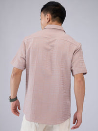 VASTRADO Men Classic Cutaway Collar Textured Slim Fit Casual Shirt
