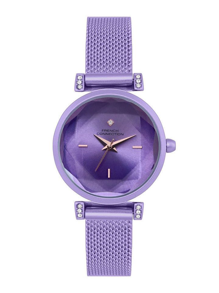 French Connection Women Embellished Dial & Stainless Steel Bracelet Style Straps Analogue Watch FCU5LM