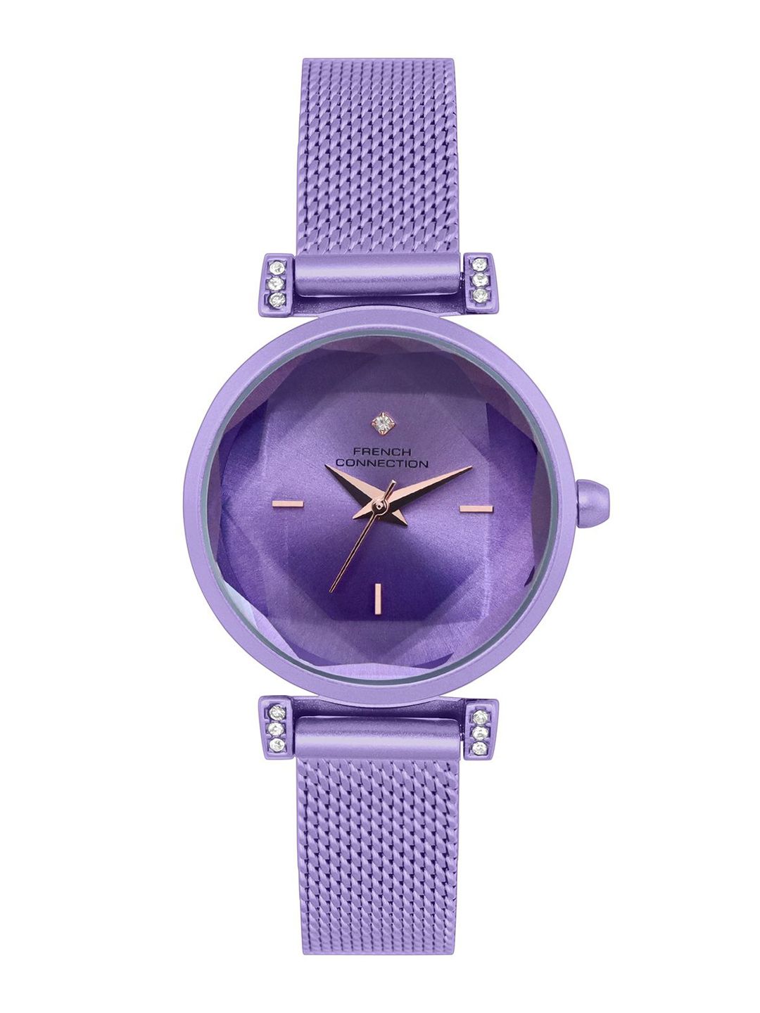 French Connection Women Embellished Dial & Stainless Steel Bracelet Style Straps Analogue Watch FCU5LM
