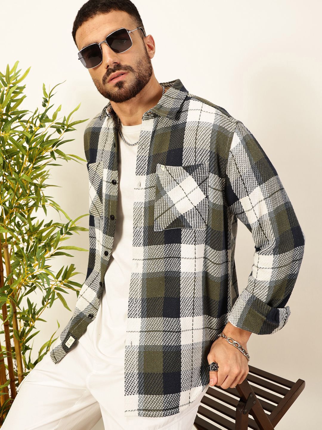 Thomas Scott Men Premium Tartan Checked Casual Shirt