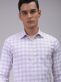 The Indian Garage Co. X Luxe Men Cutaway Collar Checked Slim Fit Formal Shirt