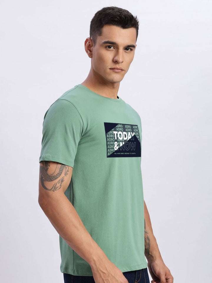 ADRO Typography Printed Round Neck Cotton T-shirt