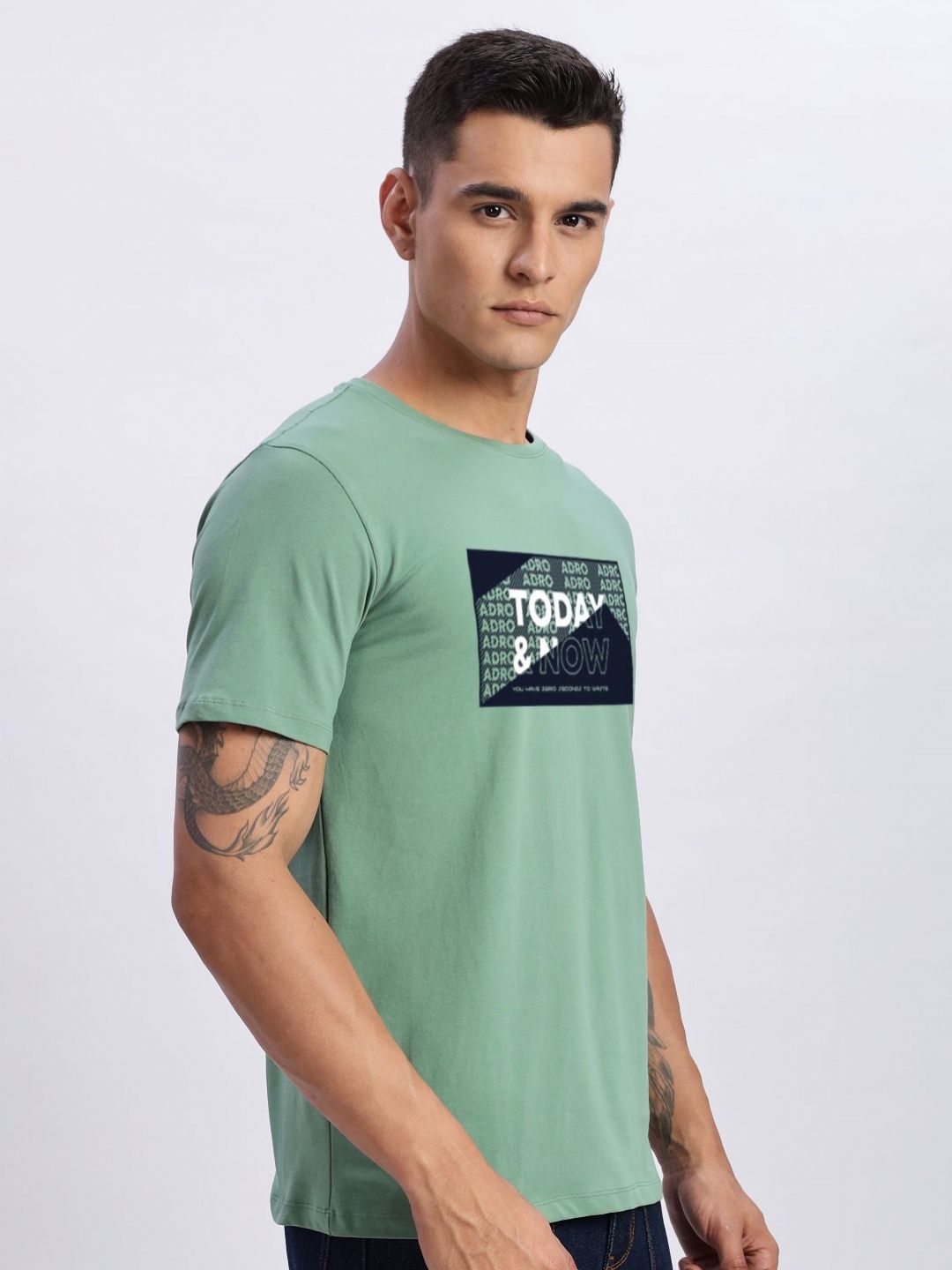 ADRO Typography Printed Round Neck Cotton T-shirt