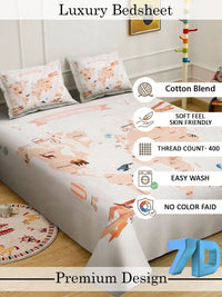 KLOTTHE Grafik Putih & Coklat 300 TC Cadar Katil King dengan 2 Sarung Bantal