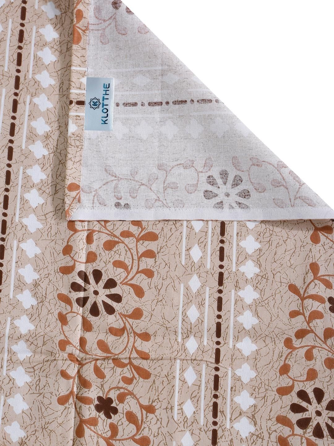 KLOTTHE Beige Floral Cotton Single Bedsheets