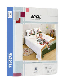 KLOTTHE White & Green 400 TC King 7D Bedsheet with 2 Pillow Covers