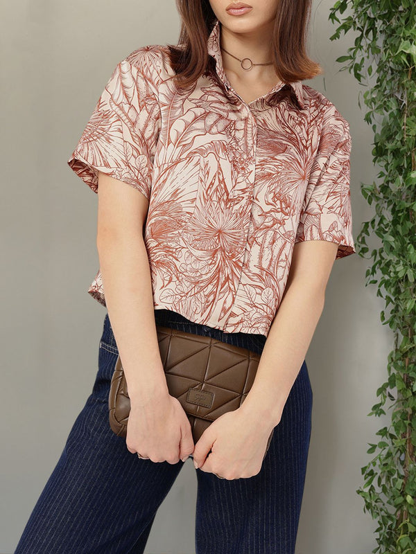 DressBerry Timeless & Versatile Satin Finish Floral Printed Shirt