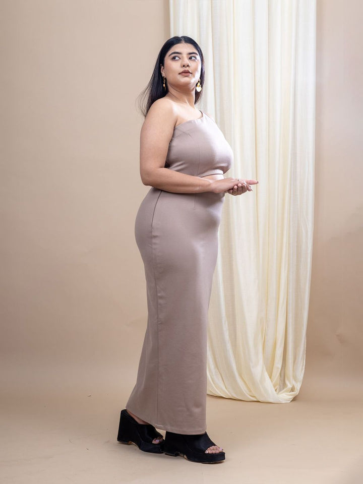 Mamicha Women Plus Size One Shoulder Cut Out Detail Dress Maxi