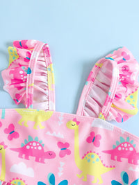 YK Girls Dinosaur Graphic Printed Swimwear