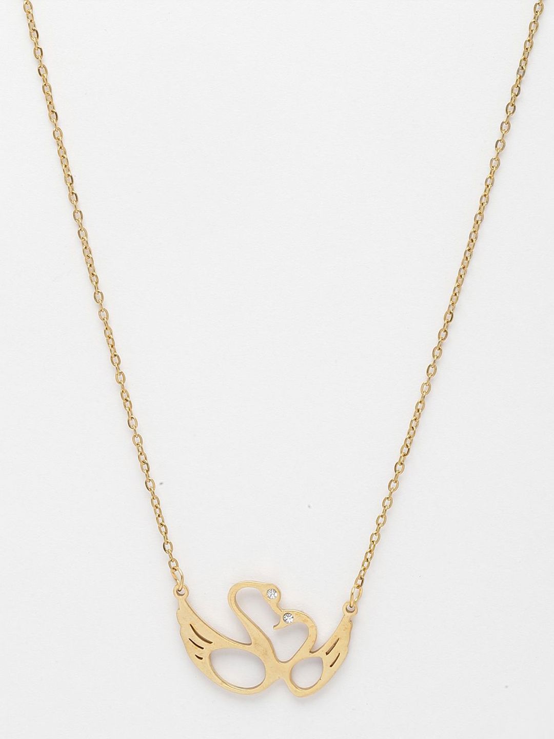 DressBerry Bersalut Emas CZ Loket Minimal Love Birds Dengan Rantaian