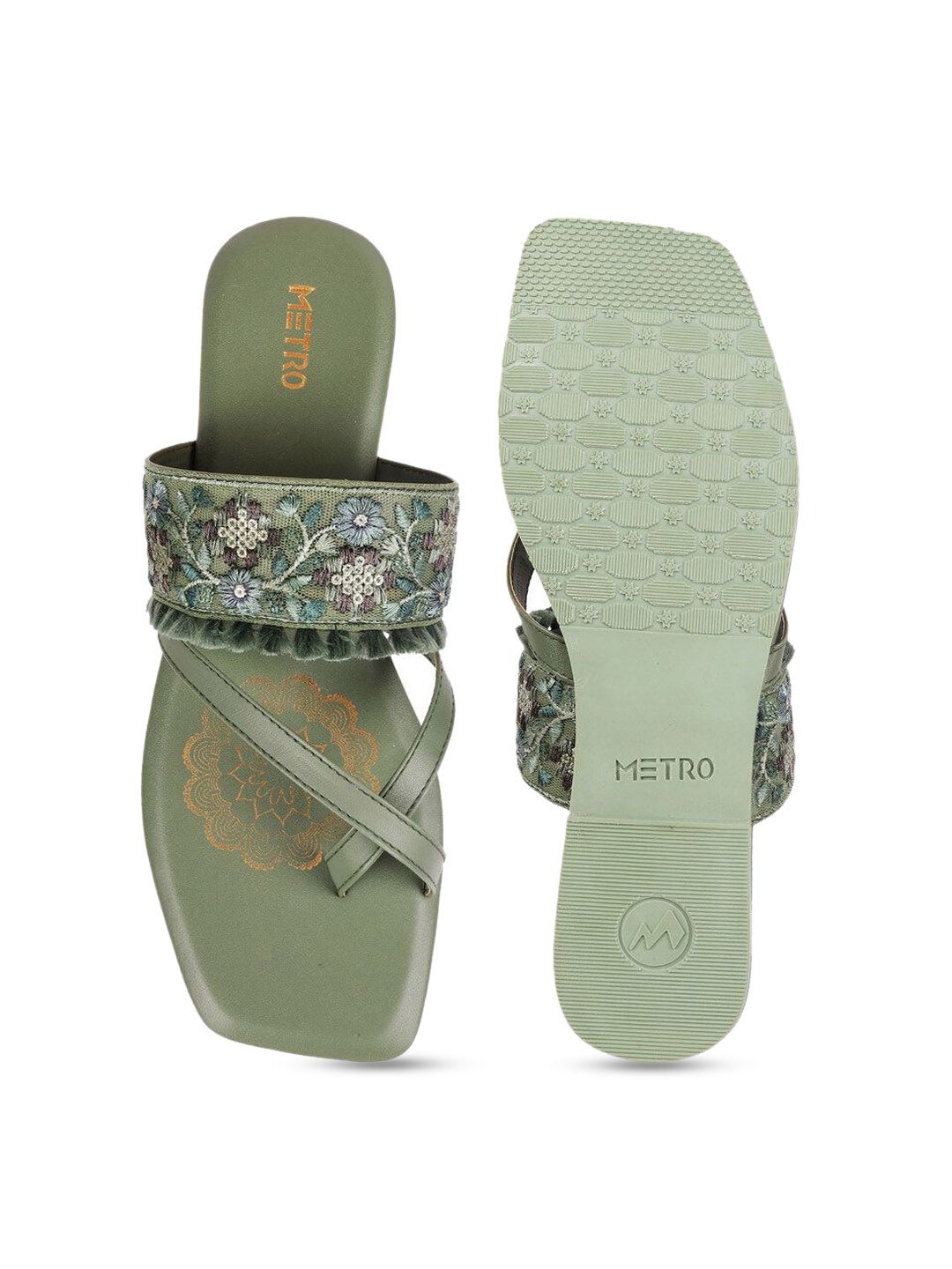 Metro Women Embroidered One Toe Flats