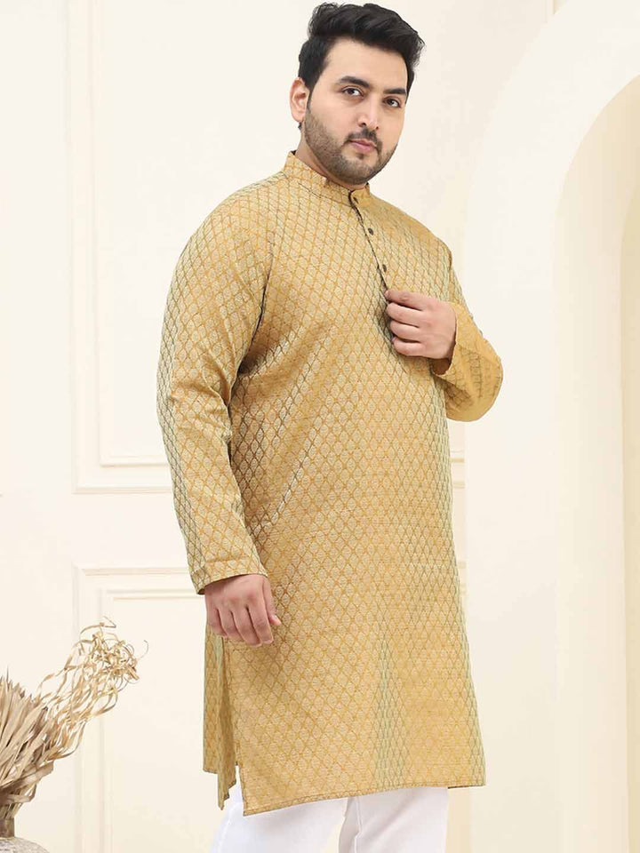SOJANYA PLUS Ethnic Motifs Woven Design Band Collar Straight Kurta