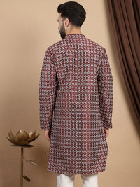 Anouk Geometric Woven Design Mandarin Collar A-Line Kurta