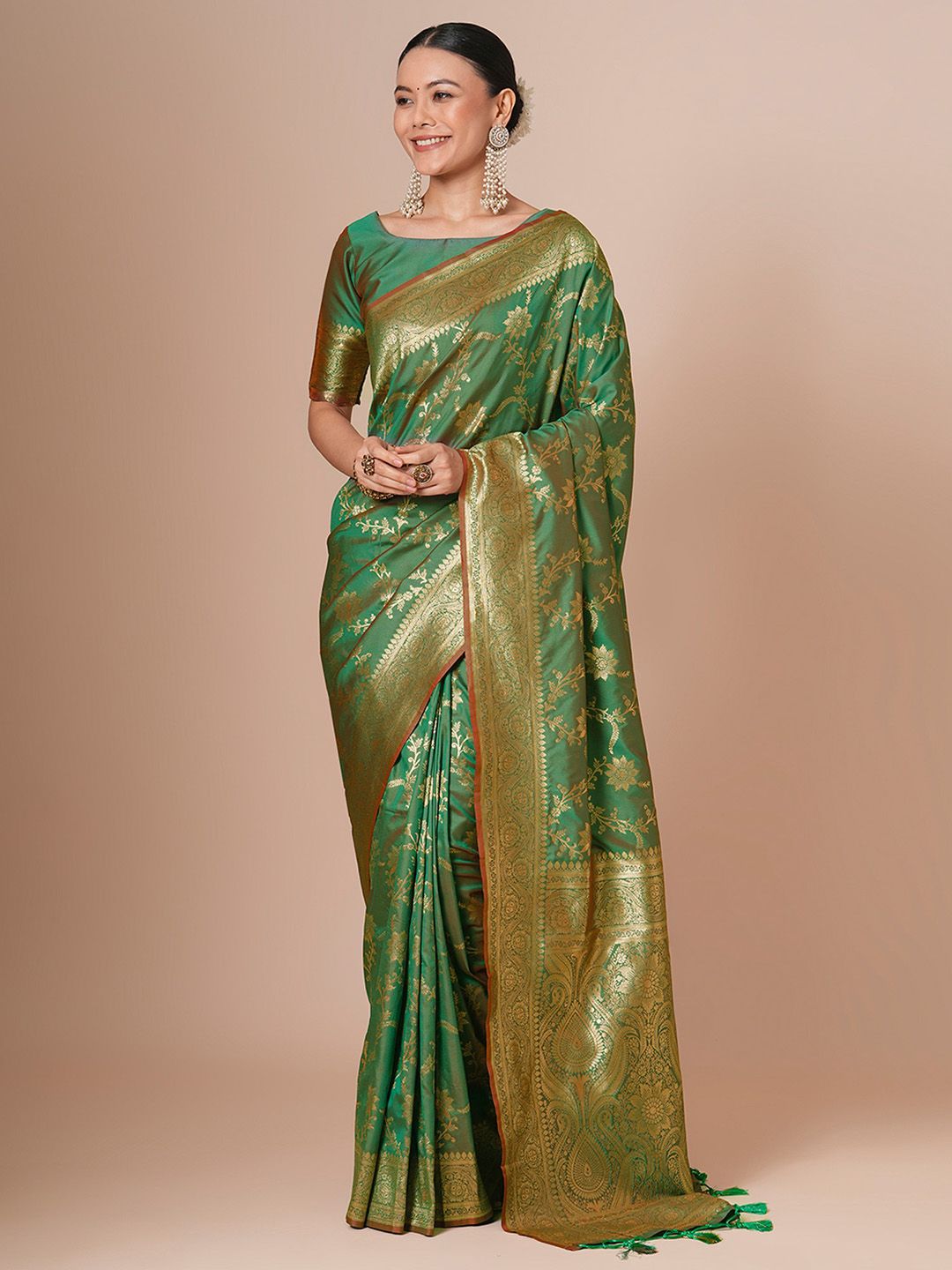 House of Pataudi Ethnic Motifs Woven Design Banarasi Saree