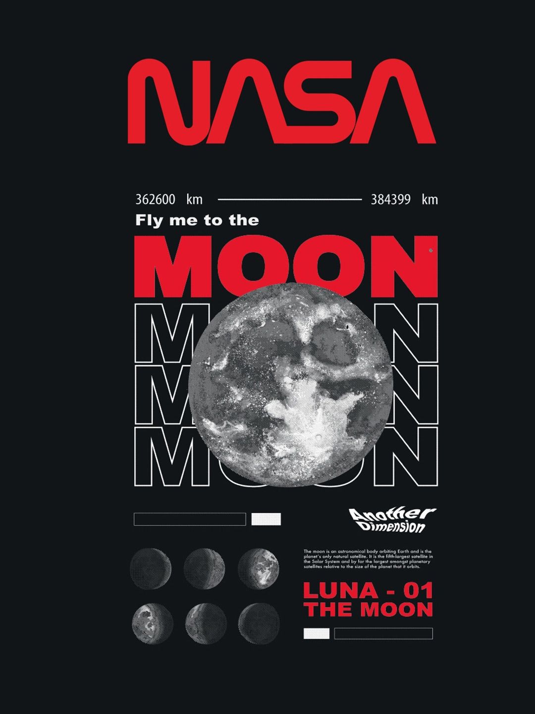 Bewakoof Men Official Nasa Merchandise Fly Me To The Moon Graphic Print Oversized T-shirt