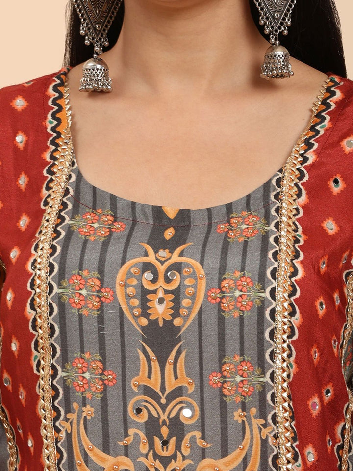 Mamicha Women Ethnic Motifs Printed Regular Pure Cotton Kurta with Palazzos & With Dupatta