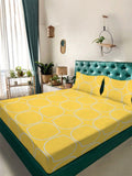 Aura Kuning & Putih Geometrik 300 TC Set Cadar King Double 2.50 m x 2.25 m