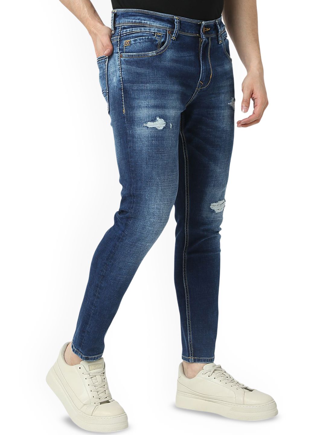 SPYKAR Men Slim Fit Mildly Distressed Heavy Fade Jeans