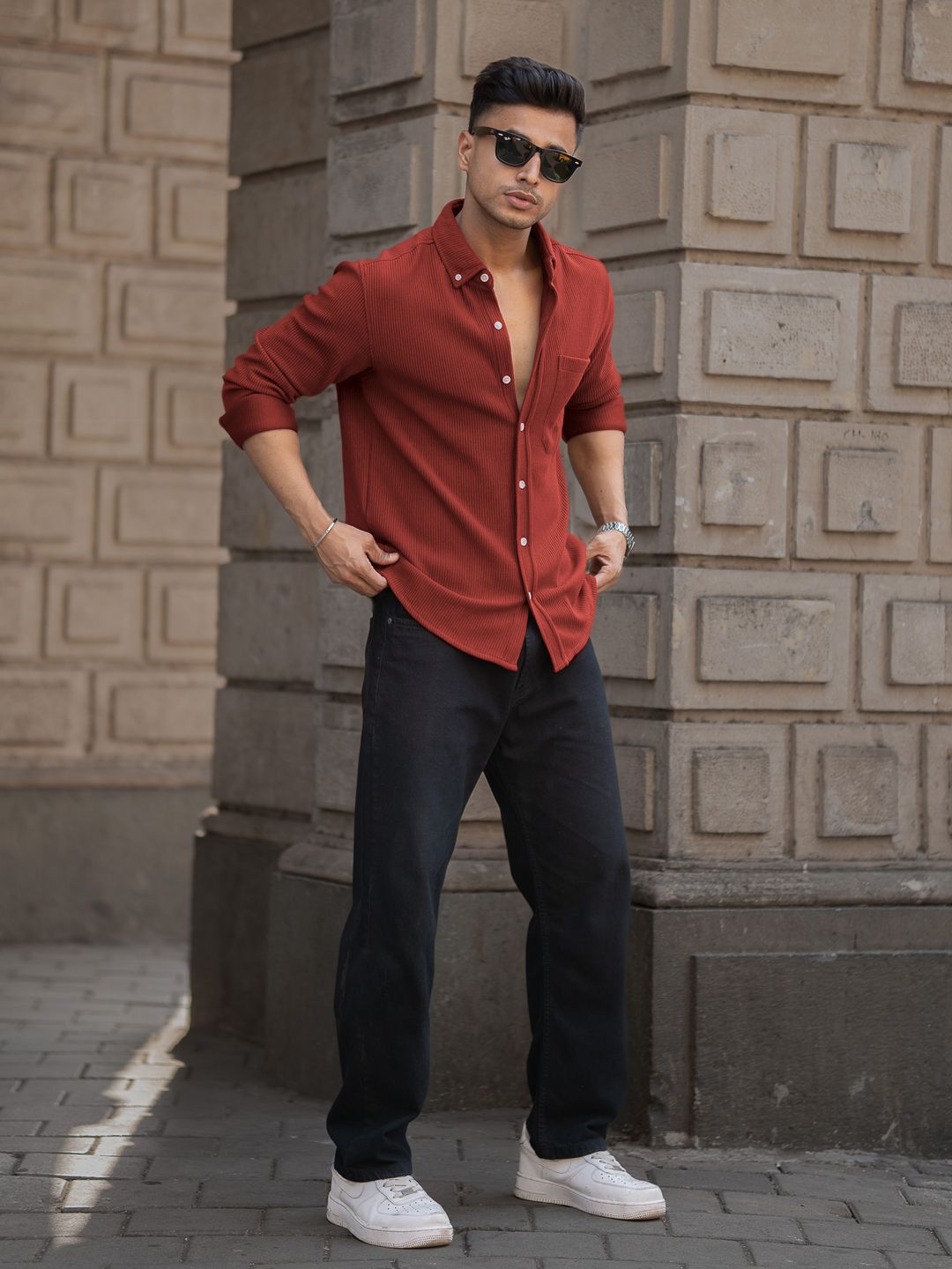 Powerlook Men Solid Spread Collar Casual Shirt
