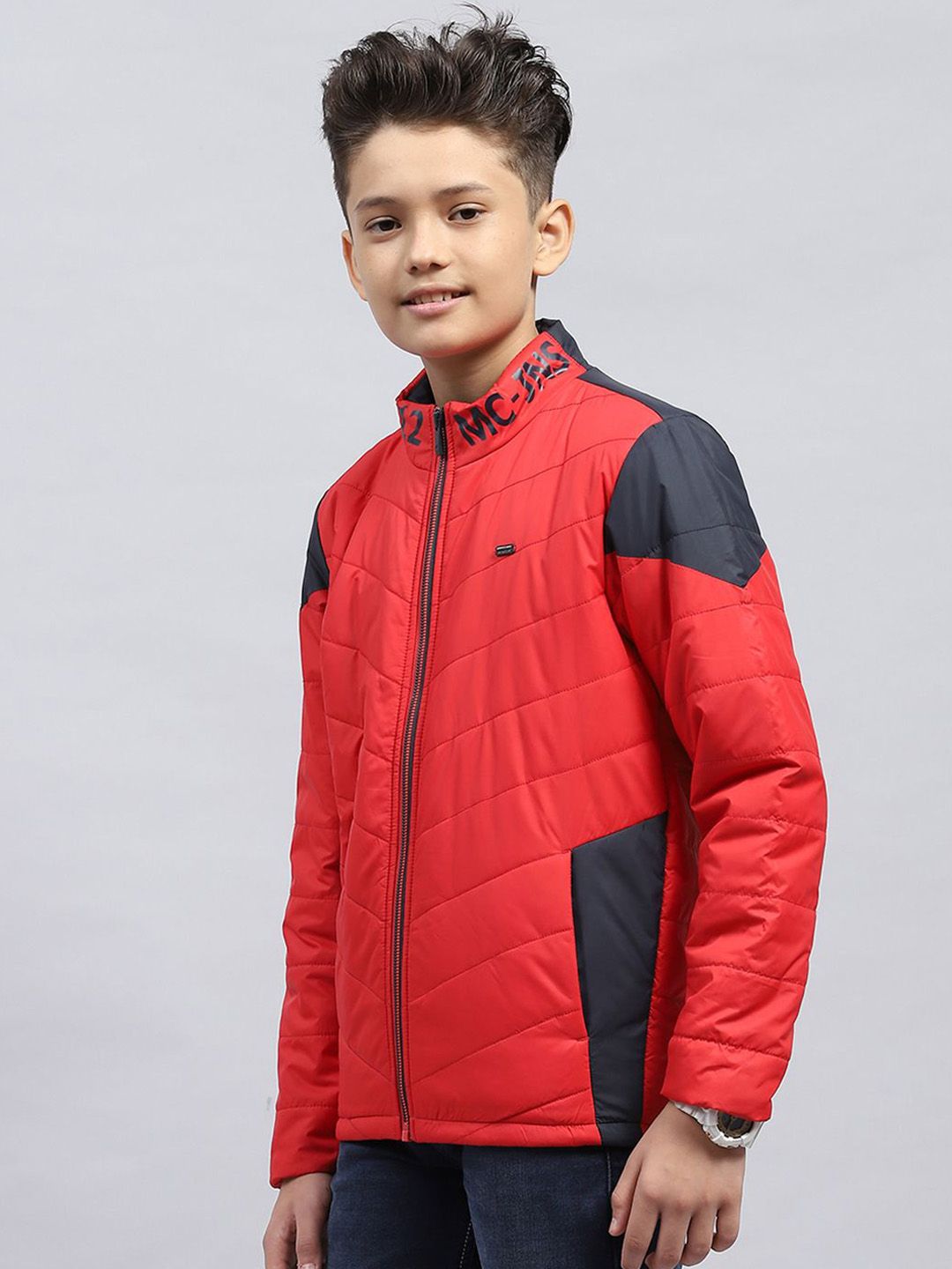 Monte Carlo Boys Mock Collar Colourblocked Casual Padded Jacket