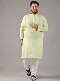 SOJANYA PLUS Plus Size Men Ethnic Motifs Embroidered Pure Cotton Kurta With Pyjamas