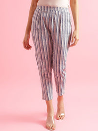 KALINI Floral Printed Round Neck Three Qaurter Sleeves Straight Kurta With Trousers