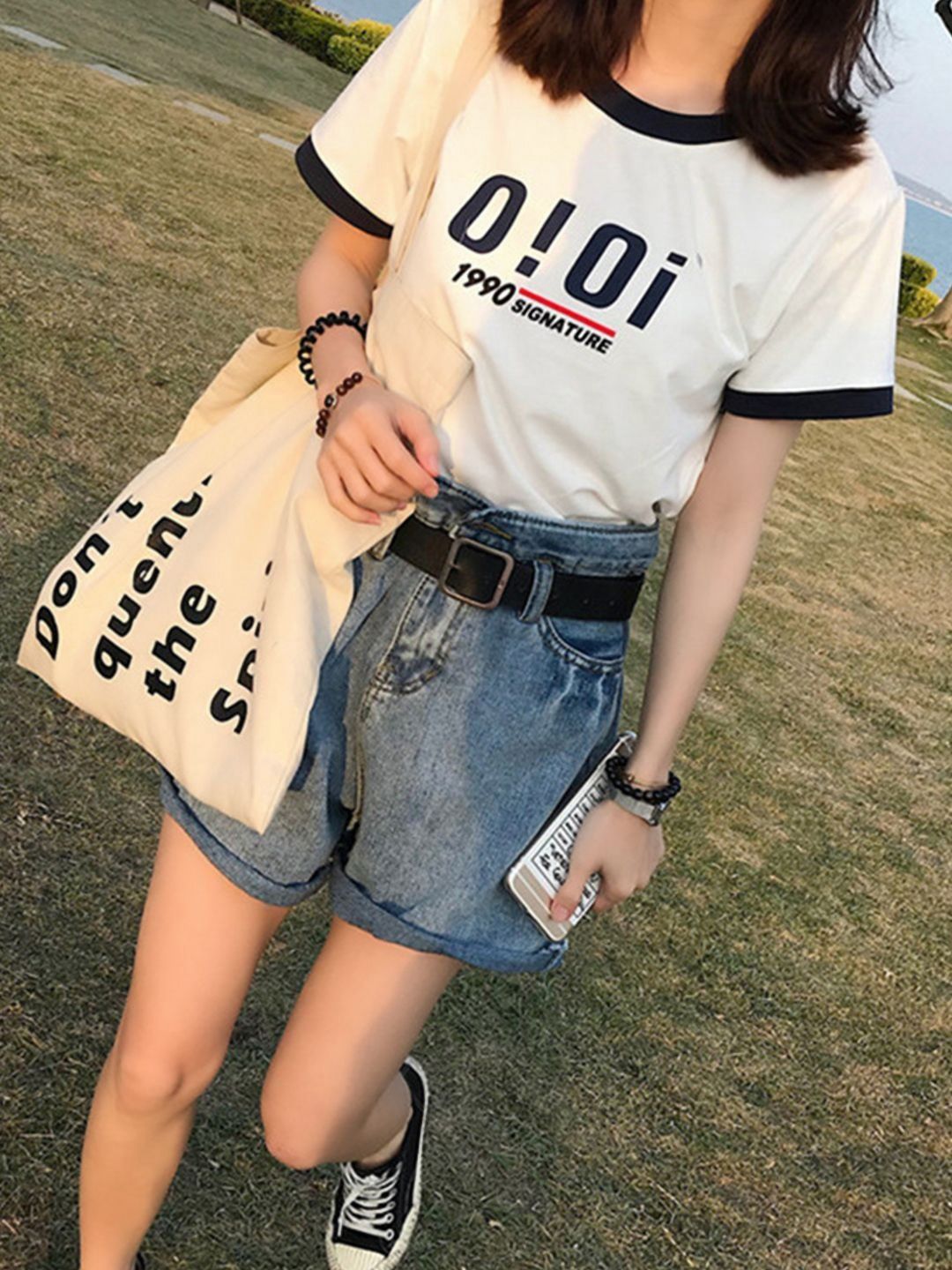 DressBerry Women Typography Printed Polo Collar Applique T-shirt