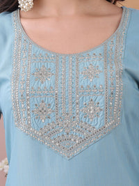 KALINI Yoke Design Sequinned Straight Kurta With Trousers And Dupatta