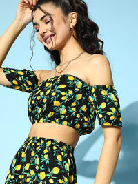 Berrylush Floral Printed Off-Shoulder Top With Skirt