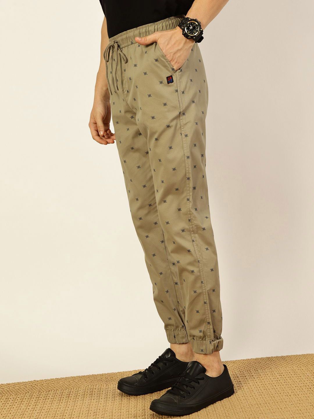 Thomas Scott Men Pure Cotton Printed Smart Slim Fit Easy Wash Jogger