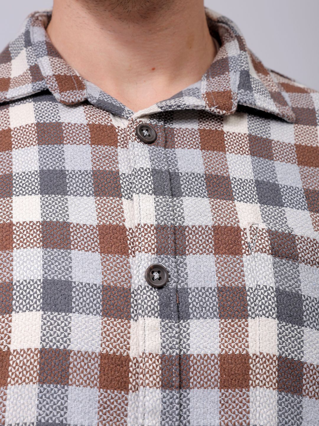 The Indian Garage Co Men Relaxed Fit Checked Dobby Textured Resortwear Shirt