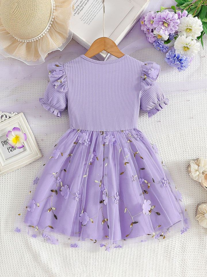 YK Girls Self Design Fit & Flare Dress