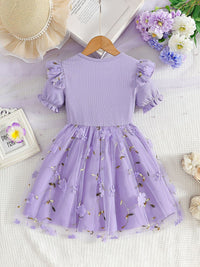 YK Girls Self Design Fit & Flare Dress