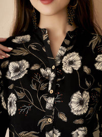 Anouk Floral Printed Mandarin Collar Short Kurti