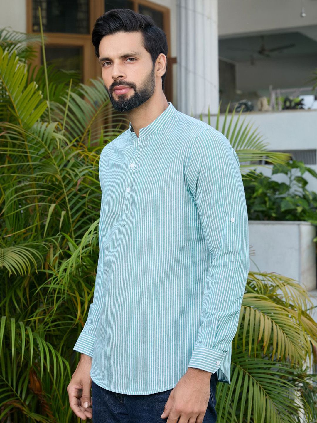 See Designs Men Striped Daily Cotton Straight Kurtas
