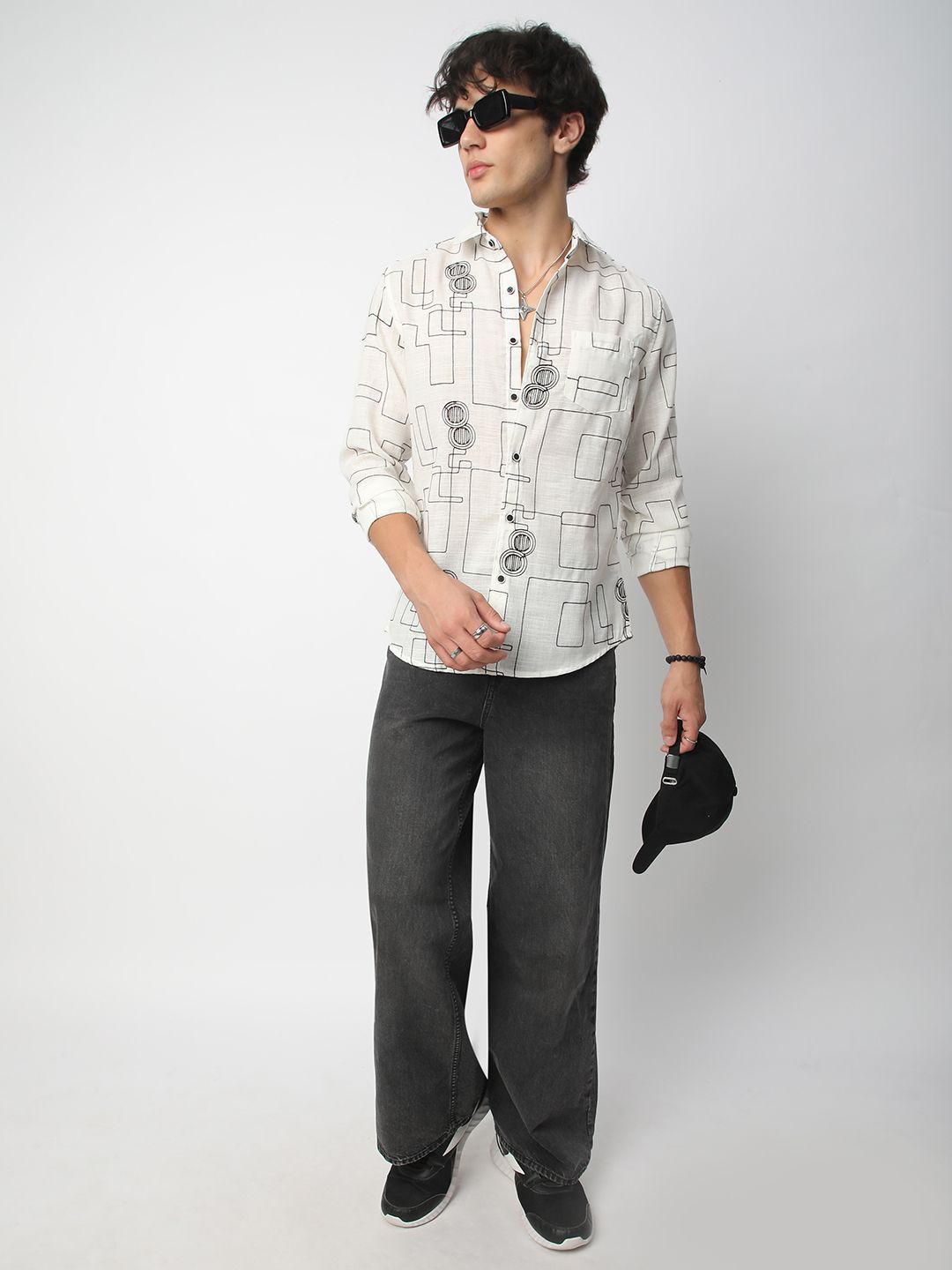VASTRADO Men Classic Spread Collar Textured Cotton Slim Fit Casual Shirt