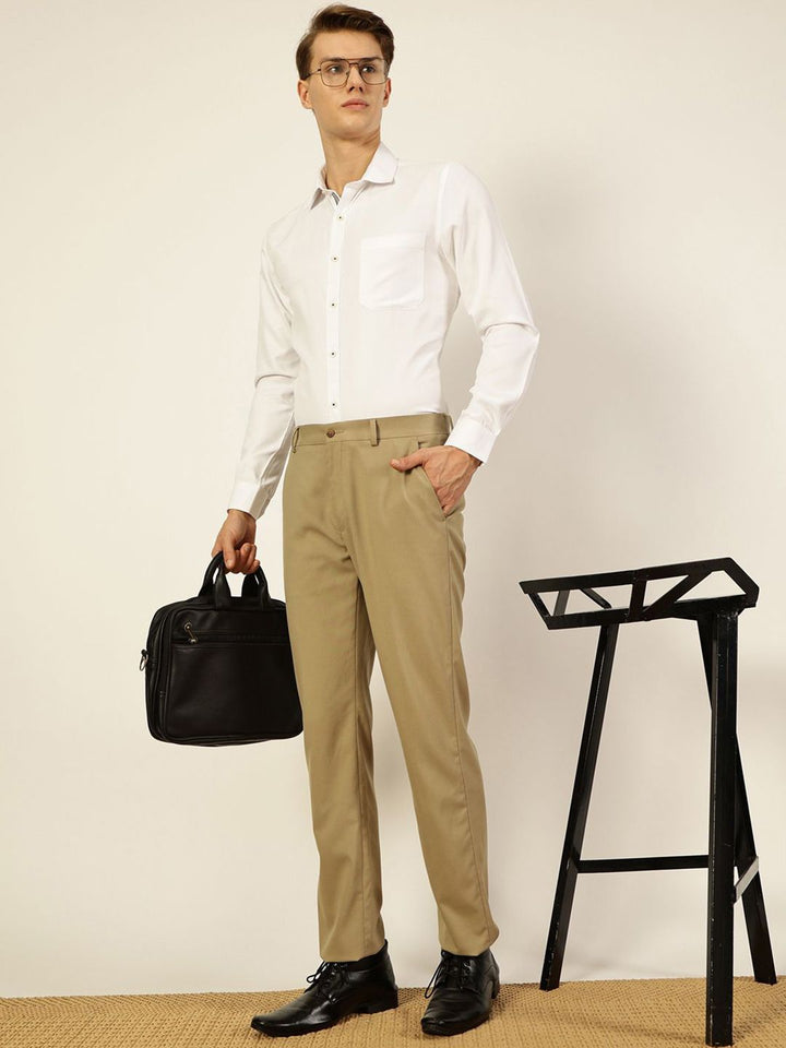 Thomas Scott Men Smart Cutaway Collar Solid Cotton Formal Shirt