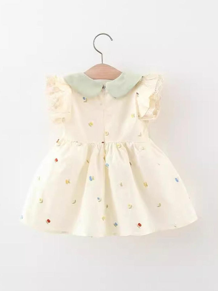YK Floral Print Peter Pan Collar Fit & Flare Dress