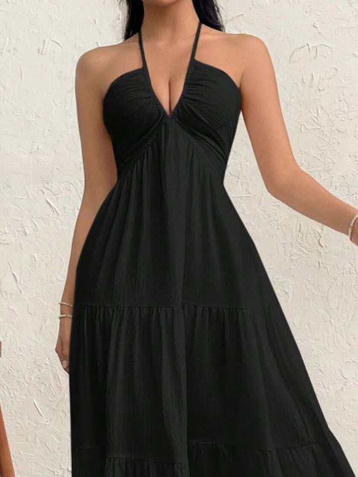 Berrylush Women Halter Neck Fit and Flare Maxi Dress