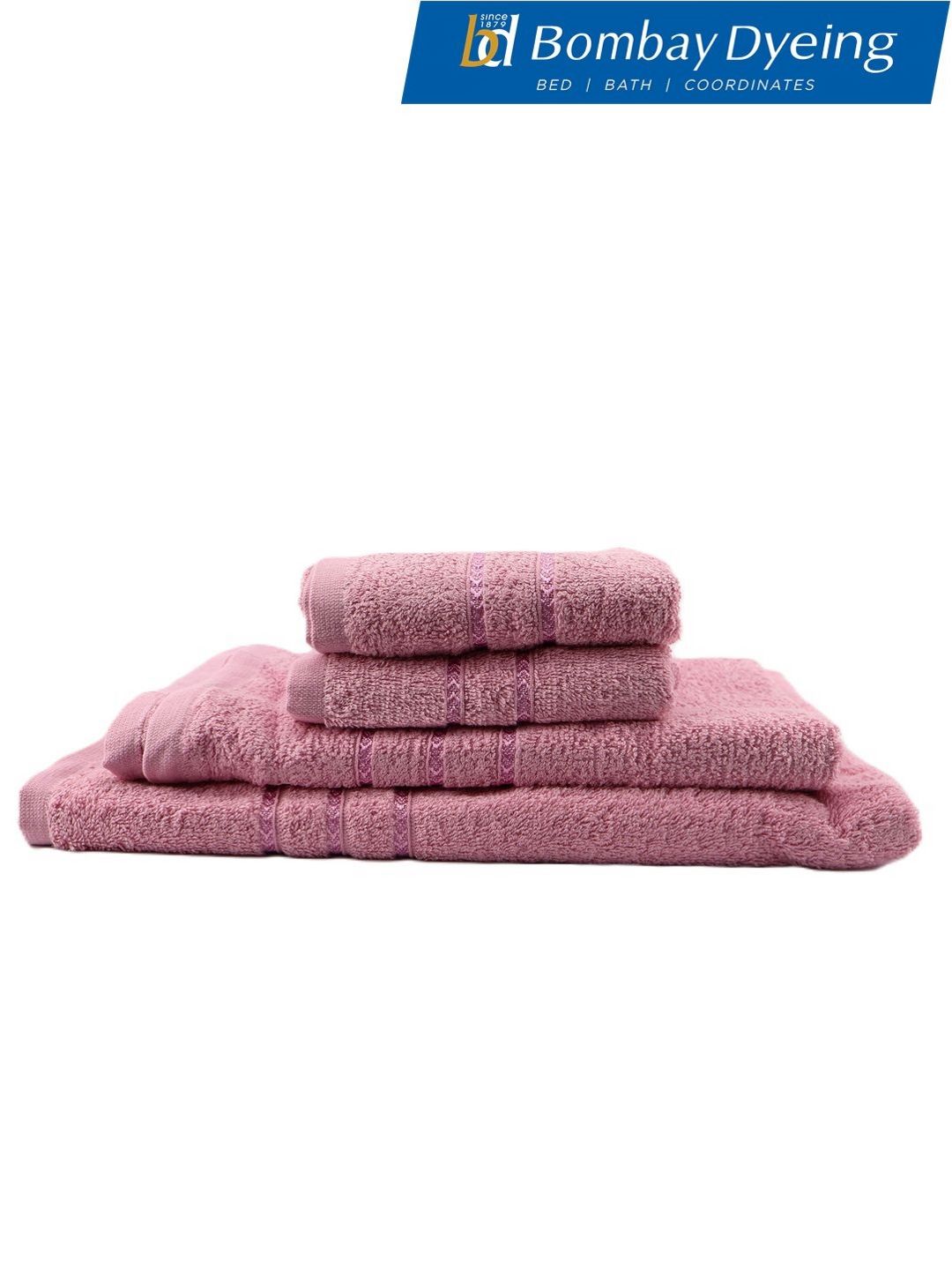 BOMBAY DYEING Pink 4 Piece Cotton 400 GSM Towel Set