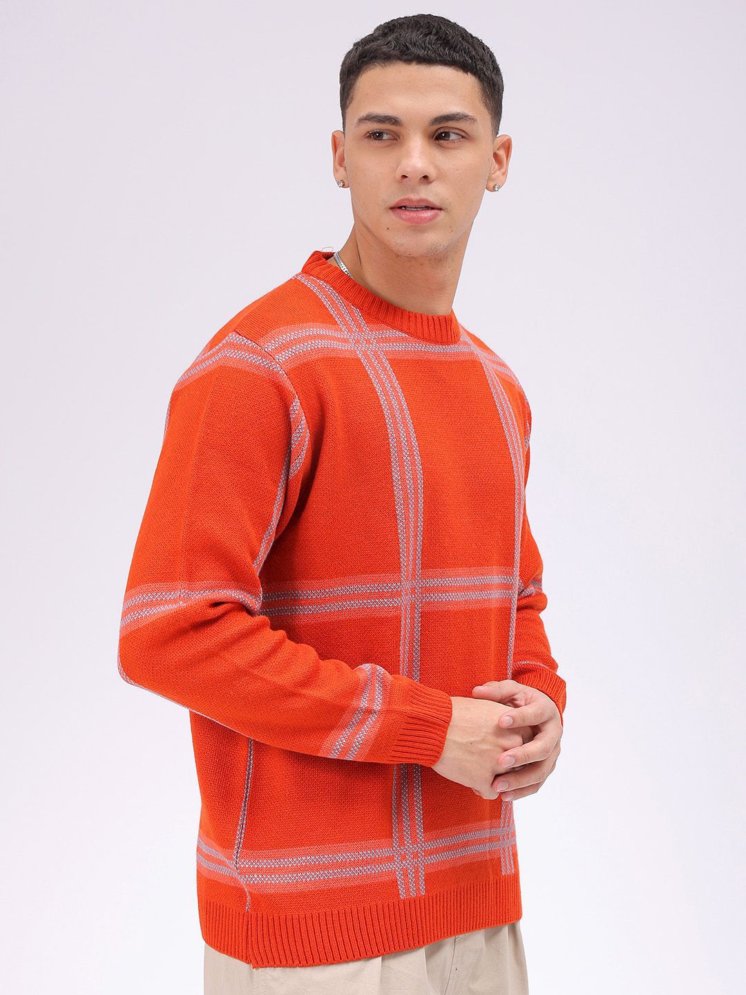 The Indian Garage Co Men Checked Pullover Sweater