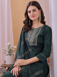 KALINI Women Ethnic Motifs Embroidered Regular Sequinned Kurta with Trousers & Dupatta