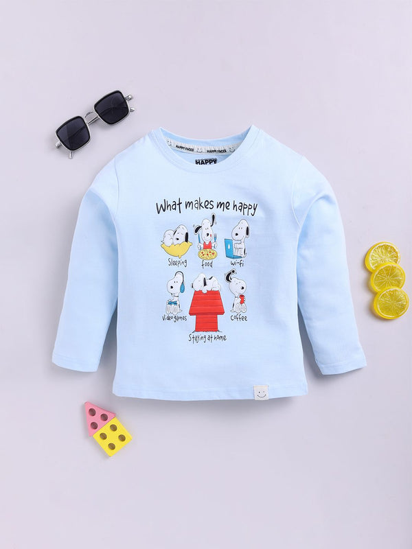 Happy Faces Boys Snoopy Printed Pure Cotton T-shirt