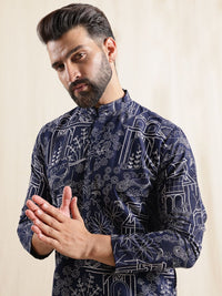 SOJANYA Lelaki Motif Etnik Bercetak Kurta Lurus Perayaan