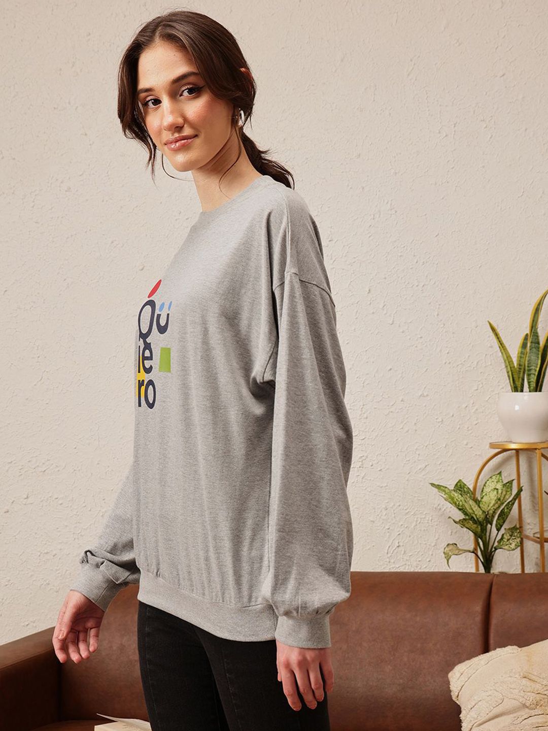 QUIERO Women Printed Drop-Shoulder Sleeves Bio Finish T-shirt